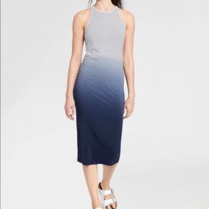 Athleta ombre sunkissed striped white purple blue maxi dress lined XS